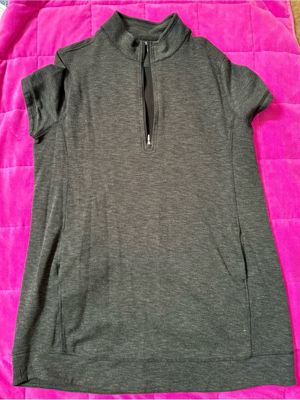 Women's Charcoal Gray Midi Dress with Front Zip